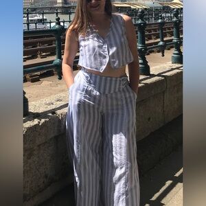 Blue white striped co-ord set